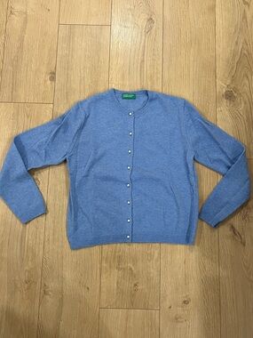 Marl sky blue cardigan in pure Merino wool